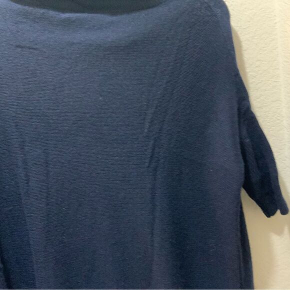 360 Cashmere Turtleneck Navy blue Poncho Sweater Size M - Picture 7 of 7